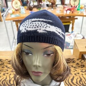 Lacoste Navy Blue / Gray  Knit Beanie with Crocodile Logo